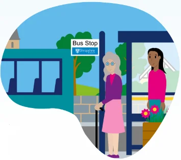 People Waiting At A Bus Stop
